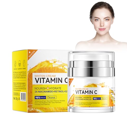 Crema de Día Iluminadora con Vitamina C, Crema Hidratante Iluminadora, Facial Cream, Textura Ligera, Antienvejecimiento, Ilumina la piel, Hidrata y Rellena la Piel, Para Todo Tipo de Pieles