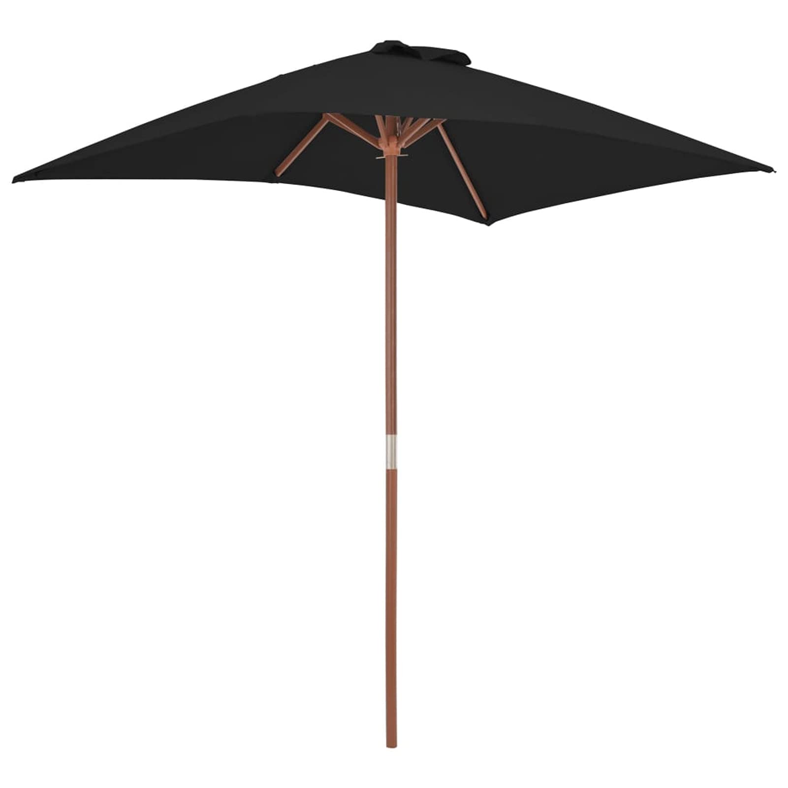 Homgoday Ombrellone, Ombrellone da Esterni con Palo in Legno 150x200 cm Nero, Ombrelloni, Ombrellone da Giardino, Ombrelloni da Esterno, Ombrellone Spiaggia, Ombrellone da Terrazzo Antivento