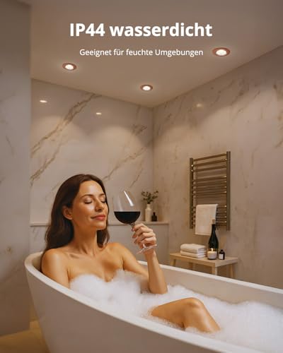 BOJIM LED Spots 230V Schwarz Dimmbar, IP44 Einbaustrahler LED 68mm Lochmaß, Metall Warmweiß Kaltweiß Neutralweiß, Deckenspots 7W Flach für Bad Küche Wohnzimmer, 6er Set