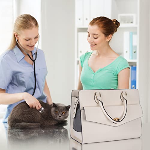 Stylish Pet Carrier Purse Leather Bag For Small Dogs Cats Puppy,Airline Approved Soft-Sided Carriers (Beige) #TOP5