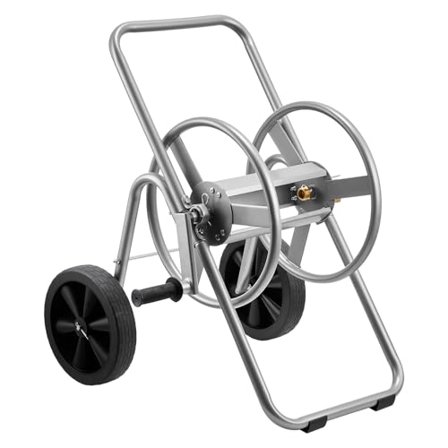 VEVOR Hose Reel Cart, 200/300 ft High-Pressure Garden Hose Cart, Hoses Reel Carts with Two Wheels, Handle & Heavy-Duty Mesh Storage Basket, Portable Hoses Reels for Garden Watering, Car Washing