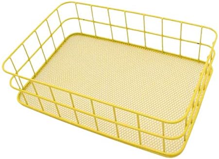 YIZAN Iron Wire Fruit Bowl for Kitchen Countertops Round Storage Frame Basket Fruit Basket for Bread,Fruit,Snacks,Candy-Yellow