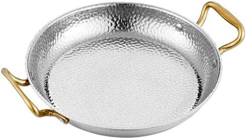304 Stainless Steel Nonstick Spanish Paella Pan, Round Heavy-Duty Hammered Lobster Plate with Riveted Handle for Home & Restaurant Cooking