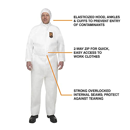 KleenGuard A50 atmungsaktiver, spritzdichter und partikeldichter Schutzanzug mit Haube 96810 – weiß, S, 1x25 (insgesamt 25 Stück)