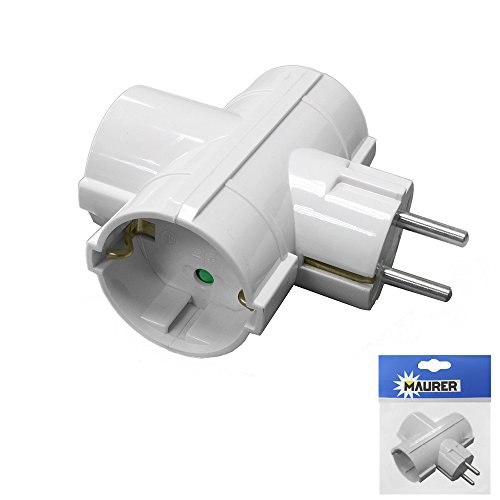 MAURER - ExtraStar Adaptador Triple/ Ladron Triple Schuko 16 A. 250 V.