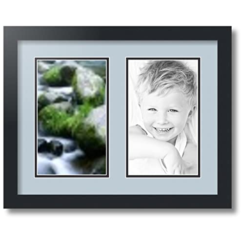 ArtToFrames Collage Photo Frame Double Mat with 2 - 6x10 Openings and Satin Black Frame