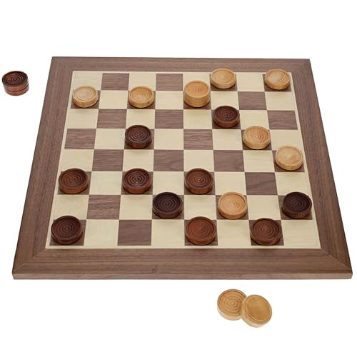 Old School Wooden Checkers Set clásico de madera 12 pulgadas miniatura 1