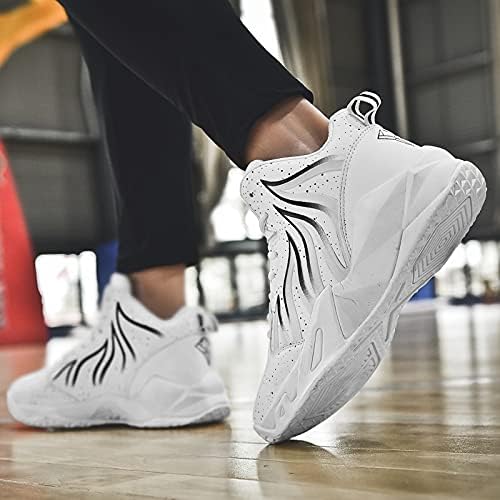 Generic Big Basketball Fashion Shoes Couple Unisex Bubber Outsole Microfiber Leather Comfortable Men’s Sneakers- EU48 (White, US13.514) | Image 7