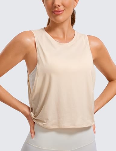 Image of CRZ YOGA Pima Cotton Dropped Armhole Tank | Workout, Naturally Soft, Loose Fit, Crop, Crewneck, Knotted Sides, Sleeveless Tops for Women