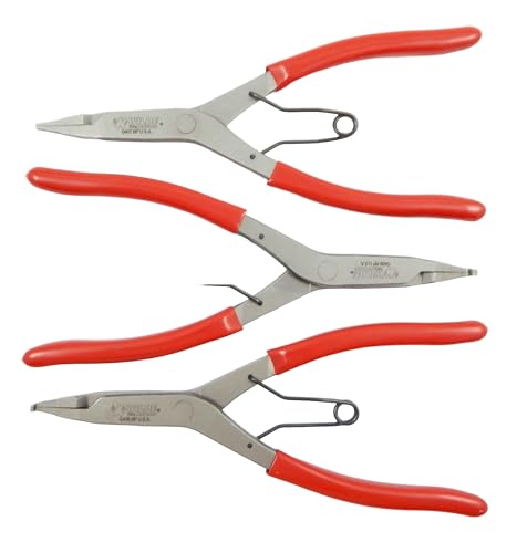 Wilde Lock Ring Plier Set 3pc Straight Right Angle and Thin Bent Curved 9" Length Made In USA G409.NP, G408.NP, and G407.NP Pliers by Bowers Tool Co. - Image 2