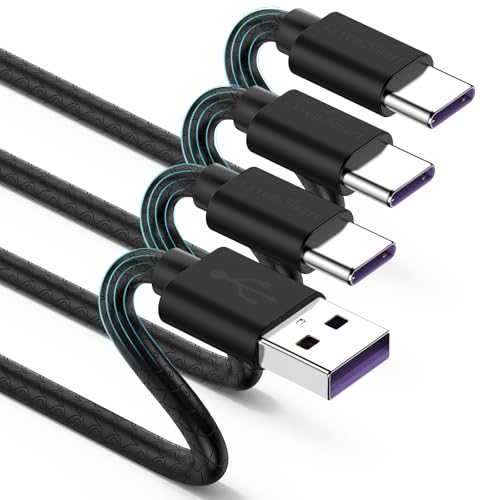 [3Pack 10ft] Compatible with Samsung Galaxy S9 S10 S8 Plus Charger Cord(3A Fast Charging), TPE USB C Type Charger Cable,USB A to Type C Replacement for Samsung A32/A12/A10e/A20/A51/Note 20/9,LG-Black