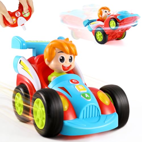 Image of LUDILO Remote Control Car for Toddler Toys for 3 Year Old Boy Birthday Gift | 2.4GHz 360 Spin Toddler RC Race Car /Spanish English Bilingual Learning /Music and Light / Toys Gifts 2 3 4 5 Year Old Boy Kids