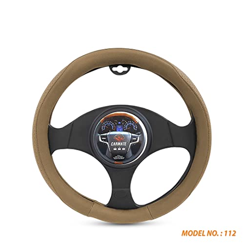 Image of CARMATE Car Steering Cover Super Grip 112 Compatible with Renault Kwid - Medium Beige
