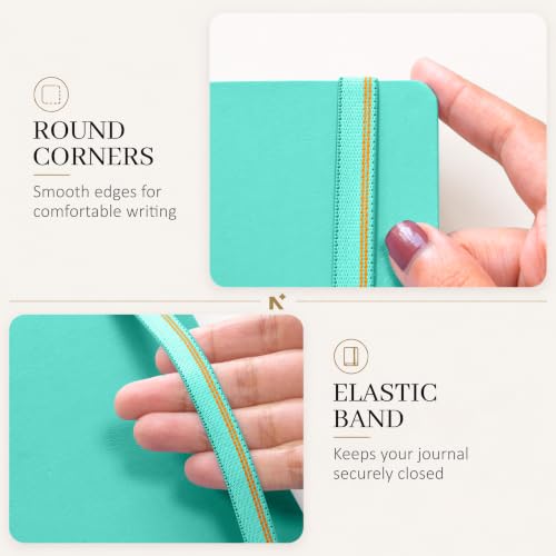 Image of NEORAH -A5 DOTTED | 368 Pages - 110 Gsm |PAGE A DAY JOURNAL (21x14.8 cm)-Hardcover Dot Grid Notebook |Back Pocket |3 Silk Book Mark - Completely HANDMADE for Journaling,writing- TEAL