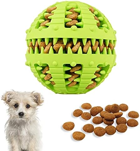 Bojafa Dog Toy Ball 8CM Durable Dog Puzzle Teething Toys for Boredom Small Medium Large Dog Teeth Cleaning Treat Dispensing IQ Training