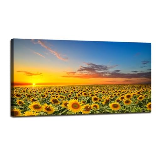 DB2962 Sunflower Wall Art Flower Wall Art Sunset Rustic Pictures Canvas Print Painting Framed and Stretched Ready to Hang for Living Room Bedroom Office
