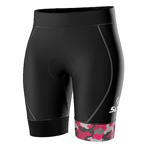 SLS3 Damskie szorty Triathlon FX Tri Bike | krótki nadruk 15 cm, super wygodne z miękkimi zamazami | zaprojektowane przez sportowców