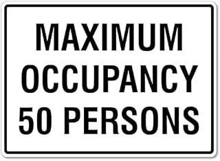 Maximum Occupancy 50 Persons Sign Safety for Indoor Outdoor Use, Metal Sign 8x12 Inch