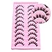 DSLONG 10 Pairs Wet Look Manga Lashes 3D Multi layered Spiky Lashes D Curl Long Eyelashes Strips Fluffy Faux Mink Lashes Extension For Japanese Anime Cosplay Makeup (SA02)