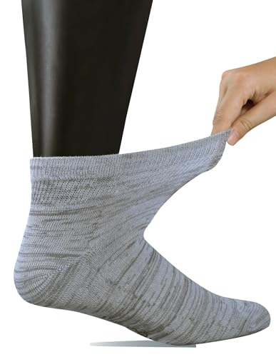 Yomandamor Mens Coolmax Ankle Wide Stretched Diabetic Socks with Seamless Toe,5 Pairs