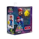 Figurka akcji Super Mario Galaxy Movie Mario 5" / 12,7 cm z akcesoriami, oficjalna licencja Jakks Pacific, 22 punkty artykulacji, zawiera świecącą w ciemności Lumę, dla dzieci w wieku 3+