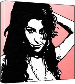 Amy Winehouse - Pop Art Print (2-Tone Portrait; Pink Background) 30 x 30 x 2.5 cm Deep Framed Canvas