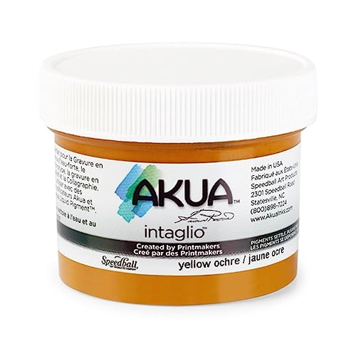Akua Intaglio Water-Based Ink, 2-Ounce Jar, Yellow Ochre