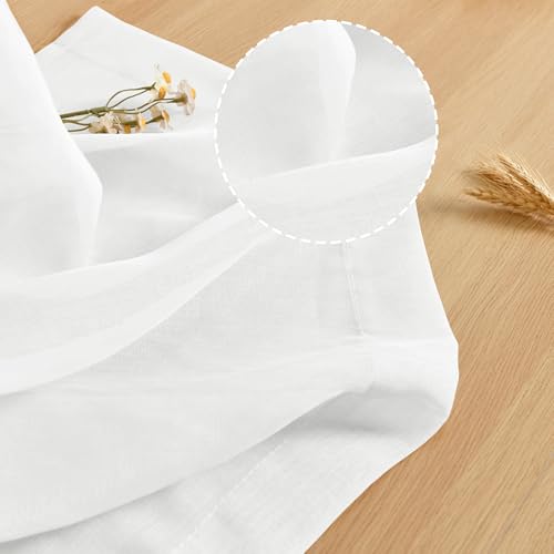 JIUZHEN White Sheer Curtains 63 inches Long 2 Panels, Rod Pocket Window Treatments for Living Room, Bedroom, Airy Breathable Semi Sheer Drapes with Tiebacks (White, 2 Panels, W70 x L63) by JIUZHEN - Image 4