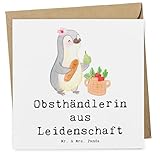 Mr. & Mrs. Panda Klappkarte Obsthändlerin Leidenschaft - Geschenk, Obstverkäuferin, Obstplantage, Spruch, anlasskarte, faltkarte, Lustig, Grußkarte, doppelkarte, Glückwunschkarte, Witzig