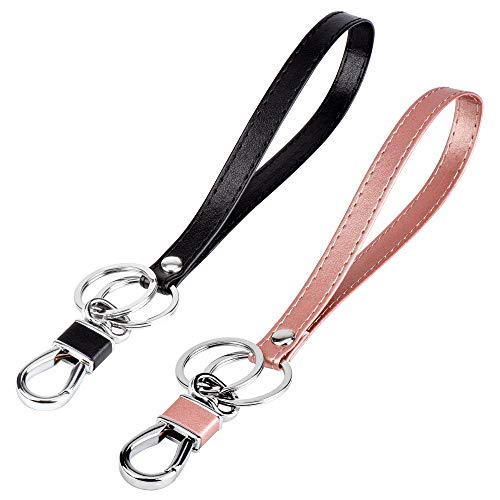 Amazon Essentials Keychain - Lanyard Keychain with Detachable Alloy Metal Rings - Black+Rosegold
