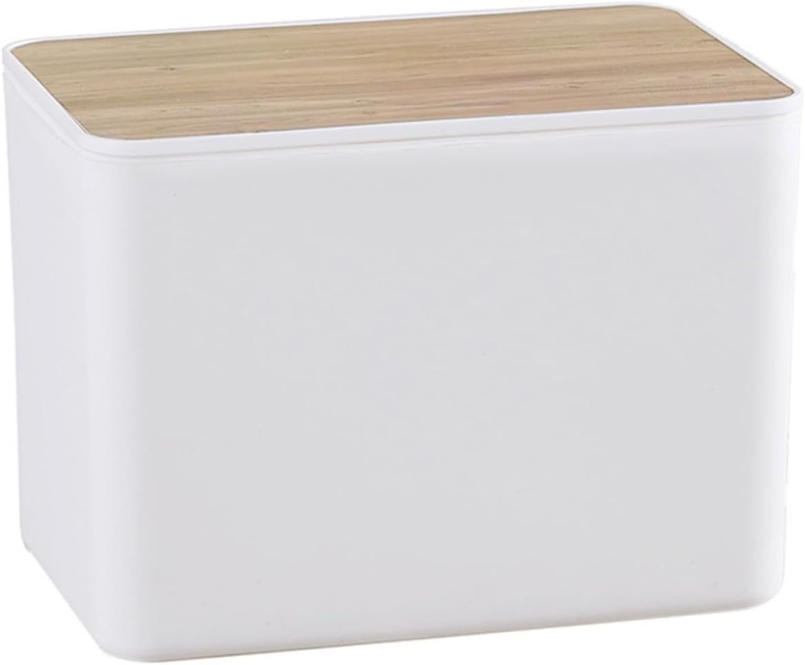 Multi-use Tissue Storage Box with Flip Lid, White Wood Grain Napkin Dispenser, Rectangular Tissue Holder for Bathroom, Living Room, Office, and Restaurant Use