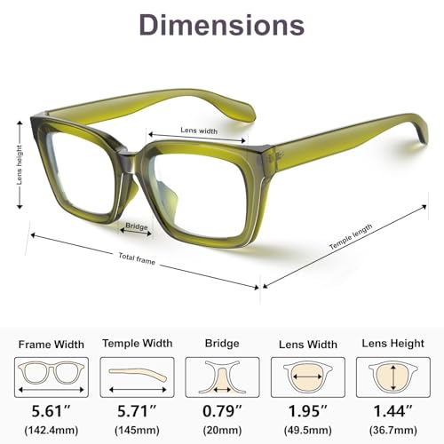 Image of VISOONE Chunky Square Anti Glare UV400 Blue Light Blocking Computer Glasses | 99% Digital Screen Filter Non-Prescription Clear Lens Thick Frame 32g Lightweight Eyewear Office for Men Women MONTANA