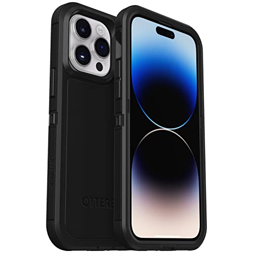 OtterBox iPhone 14 Pro (ONLY) Defender Series XT Case - Black, screenless, Rugged, Snaps to MagSafe, Lanyard Attachment
