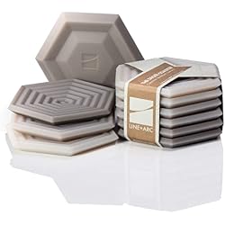 LINE+ARC Extra Thick Silicone Coasters As Featured in NYT WireCutter, 2024. Waterproof Anti-Stain Dishwasher-Safe Original Degre Coasters Set of 6, Sandstone Outdoor Rubber Mid-Century Modern