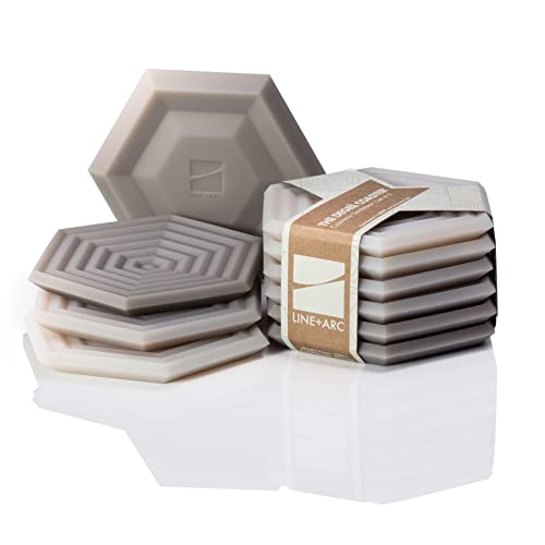 Image of LINE+ARC Extra Thick Silicone Coasters (As Featured in NYT WireCutter, 2026). Waterproof Anti-Stain Dishwasher-Safe Original Degre Coasters (Set of 6, Sandstone) Outdoor Rubber Mid-Century Modern