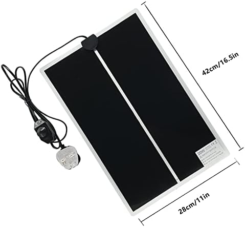 Reptile Heating Mat, FIPASEN Reptile Heating Pad with Temperature Adjustment for Reptiles Tortoise Snakes Lizard Gecko Hermit Crab Turtle Amphibians - Removable Terrarium Heat Mats(20W,16.5x11 inches)