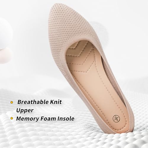 Image of BABUDOG Women's Mesh Flats Shoes Pointed-Toe Dress Shoes for Women Black Flats Comfortable Memory Foam Flats