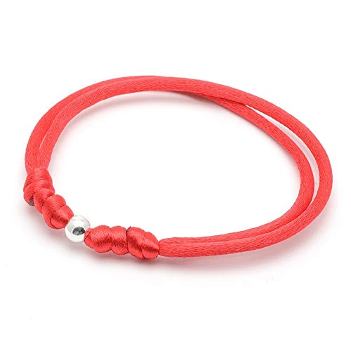 Pulsera Seda roja bebé protección con Bola de Plata de Ley y Nudo Unisex y Ajustable Cover