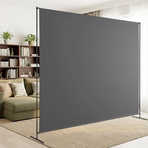 Room Divider, 72x72Inch Large Single Panel Privacy Screen for Room Separation,Free Standing Partition Wall with Thickened Fabric,Portable for Office,Bedroom,Patio,Gray