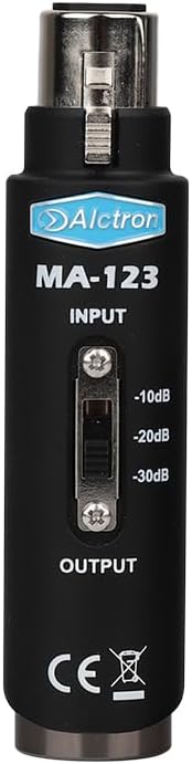 Alctron MA-123 Microphone Signal Attenuator Pad, 10dB.20dB. 30dB
