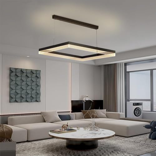 Lámpara colgante con luz de suspensión regulable negra y rectangular con mando a distancia 3