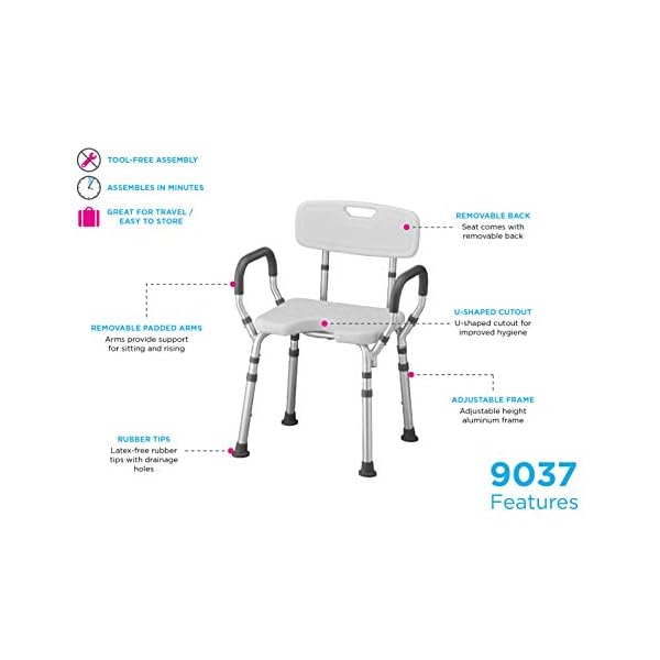 NOVA Medical Products Shower & Bath Chair with Back & Arms & Hygienic