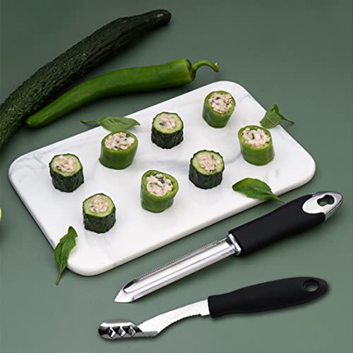 Jalapeno Pepper Corer, Set of 2, Stainless Steel Zucchini Cucumber Corer with Serrated Slice and Rubber Handle, Core Deseeder for Jalapenos, Chilis, Bell Peppers by KAYCROWN - Image 7