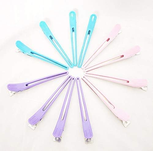OskingProfessional Hairdressing Salon Hair Styling Hair Section Clips For Women, Parlor Use Hair Sectioning Clips For Men And Women(Set Of 12), Multi-Color