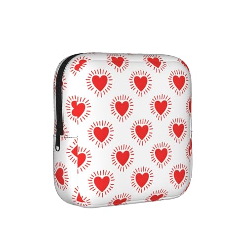 Red Heart Sanitary Napkin Storage Bag Red Heart Small Period Bag Pouch Portable Printed Pouch for Women
