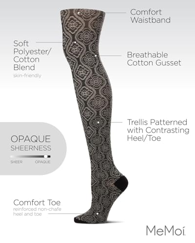 MeMoi Trellis Patterned Cotton Blend Sweater Tights3