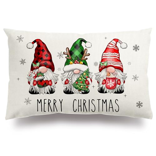 THAWAY Christmas Pillow Covers 12x20 Inch Merry...
