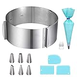 ðŸ�° Einstellbares Design: Der Tortenring ist verstellbar, verstellbar betrÃ¤gt von 16 bis 30 cm; 8.5 cm HÃhe; Sie kÃnnen die GrÃÃŸe kann mit den 2 Griffen mÃ¼helos eingestellt. 3pcs Blau scraper set+ 1 Spritzbeutel mit 6 EdelstahldÃ¼sen, Es kann Ihnen helfen, alle Arten von Mustern auf Kuchen zu schaffen, um eine Vielzahl von BackspaÃŸ zu genieÃŸen.
