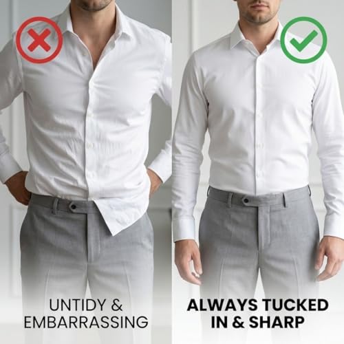 Image of Shirt Tucker Belt for Men Formal | Shirt Tucking Clip for Wrinkle Free with Non-Slip Metal Clips, Keeps Dress Shirt Tidy All Day (2-Pack)
