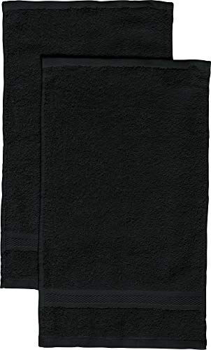REDBEST Gästetuch 2er-Pack Chicago schwarz Größe 30x50 cm - saugstark, strapazierfähig, ideal für Reisen, Sport (weitere Farben)